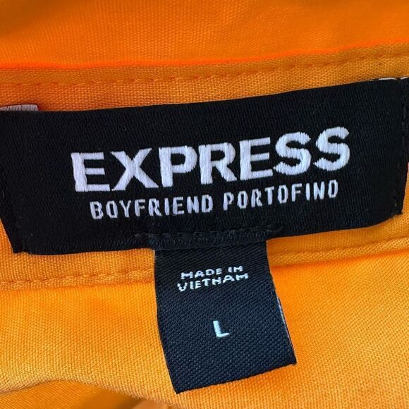 Express Shirt button up Poplin Boyfriend Portofino Shirt size size L orange - Picture 9 of 9